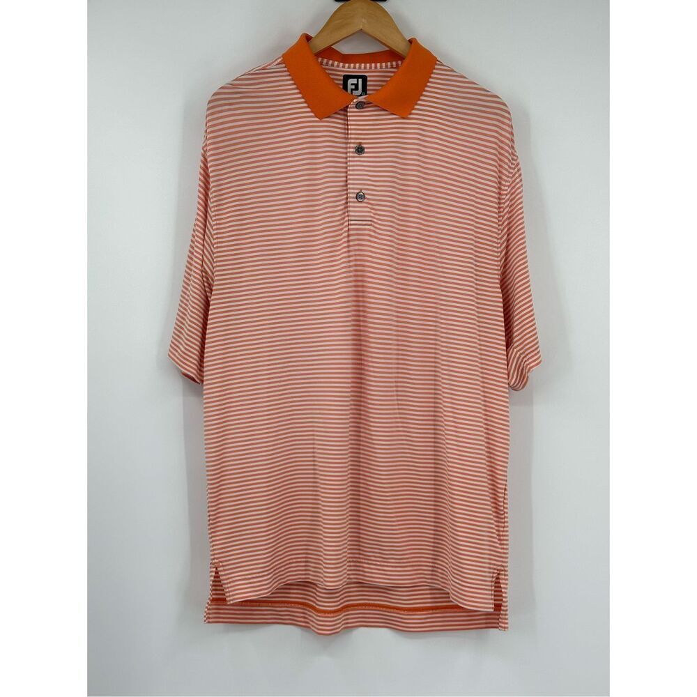 Foot Joy orange and white striped golf polo size L